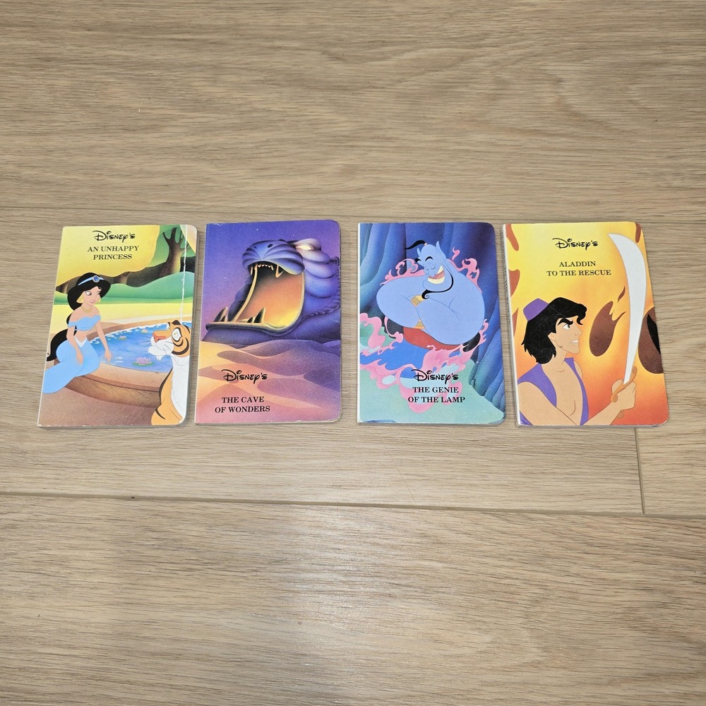 Vintage 1992 Disney's Aladdin Little Library Complete 4-Book Board